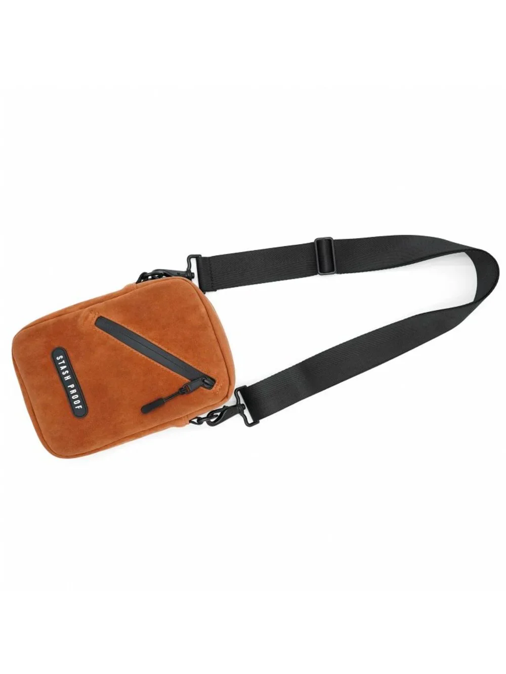 Stash Bag Odor Resistant Unisex Cross Body Sling Bag, Suede Daypack Brown